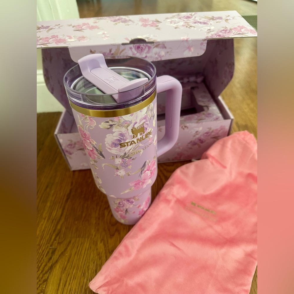 Stanley Pink and Gold Party Tumbler with Floral Design